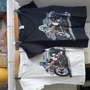 Women custom made Printed Motto Biker T-shirt Set Size S
